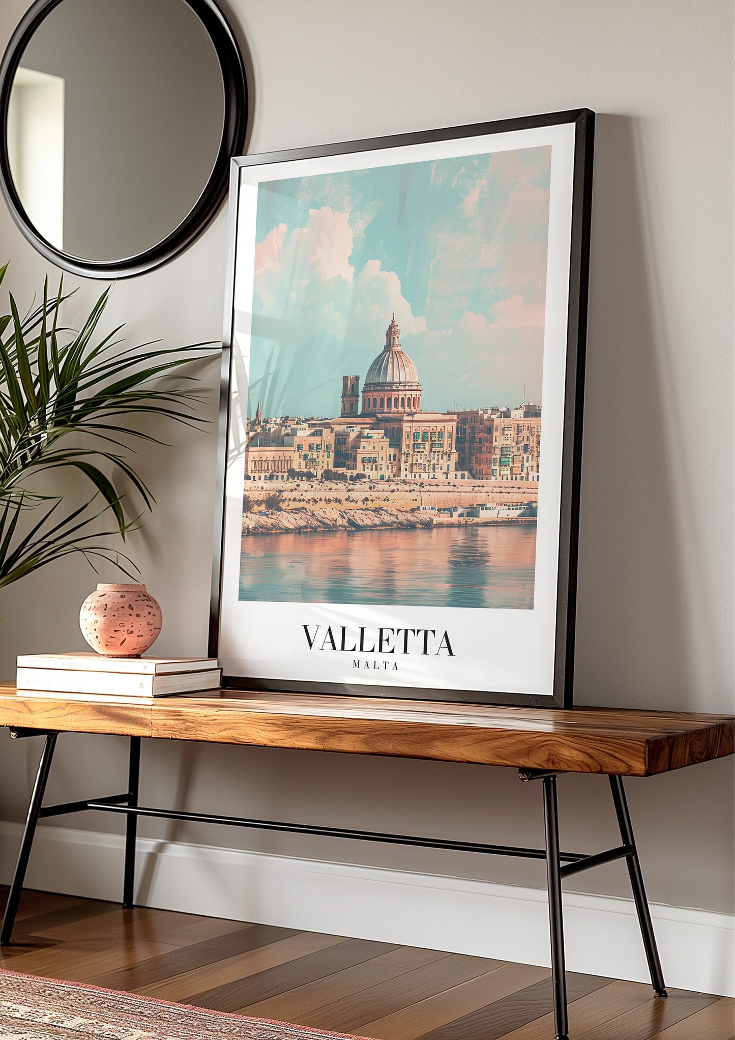 Valletta Poster, Malta Cityscape Wall Art, Historic Valletta Print, Retro Travel Poster, Malta Architecture Art, Mediterranean City Decor