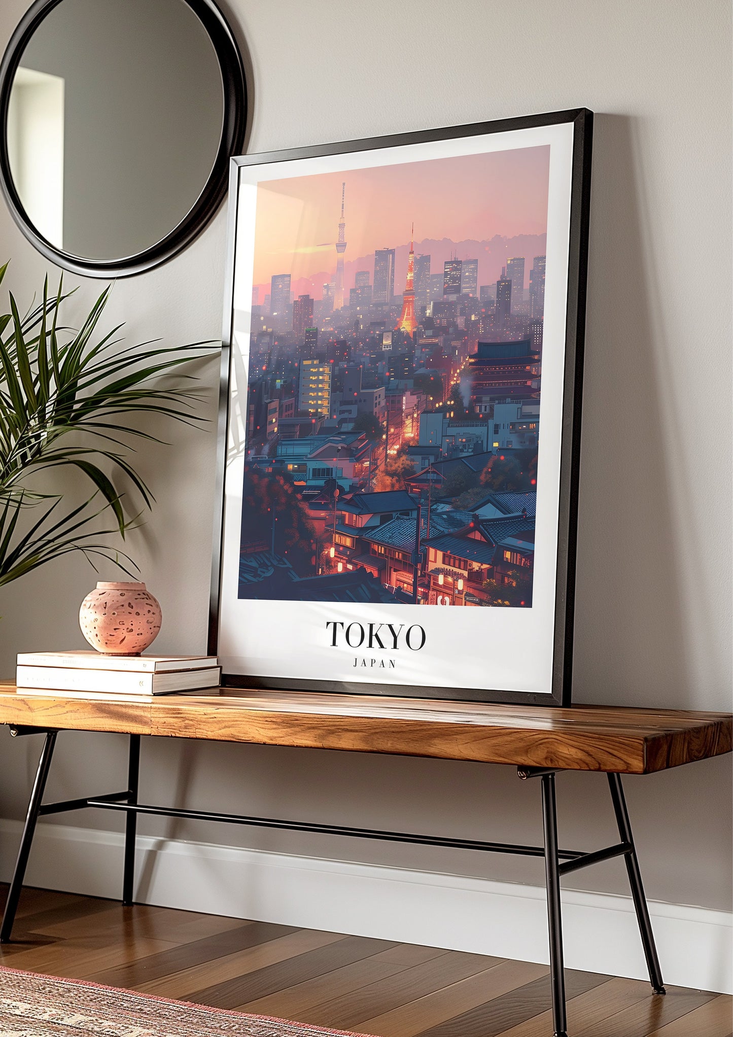 Tokyo City Skyline Poster, Japan Night View Art, Tokyo Tower and Skytree Print, Urban Japan Art, Night Lights Cityscape, Japanese Decor