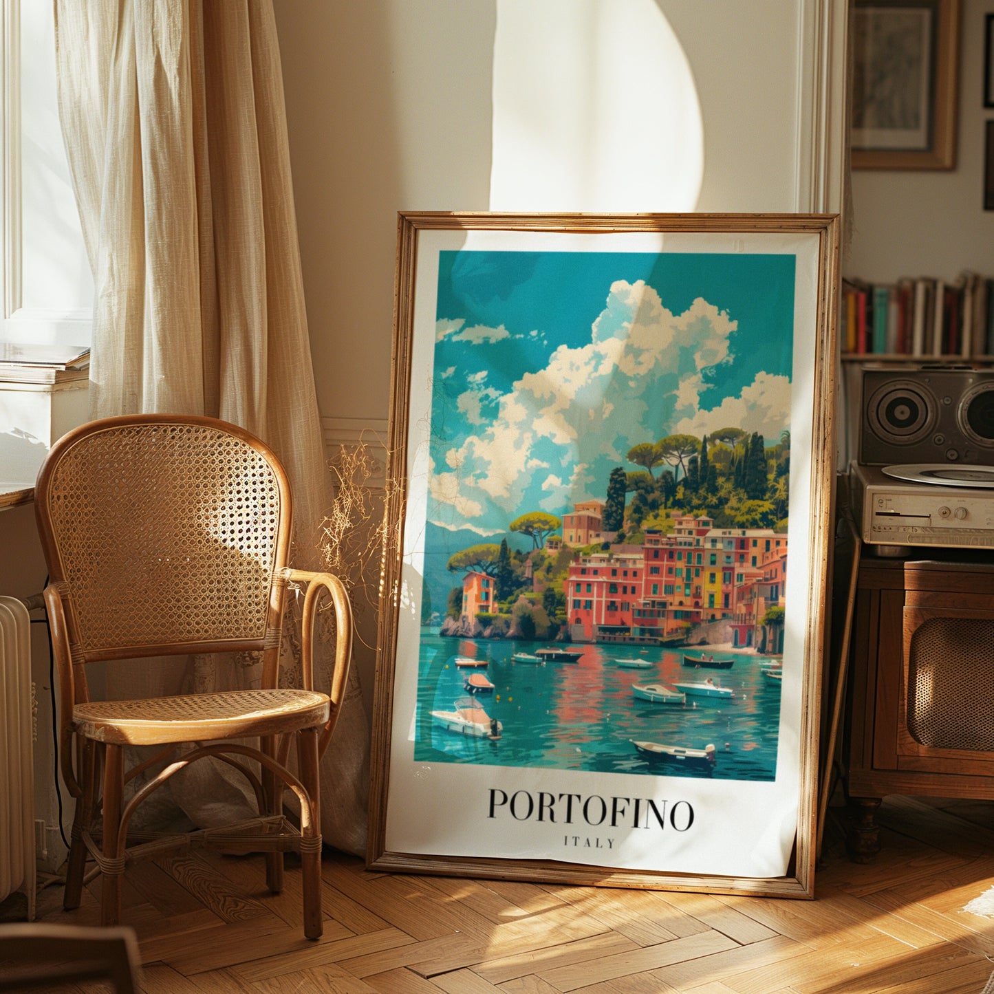 Portofino Italy Poster, Italian Riviera Wall Art, Coastal Town Print, Mediterranean Seaside Decor, Portofino Travel Art, Italian Poster