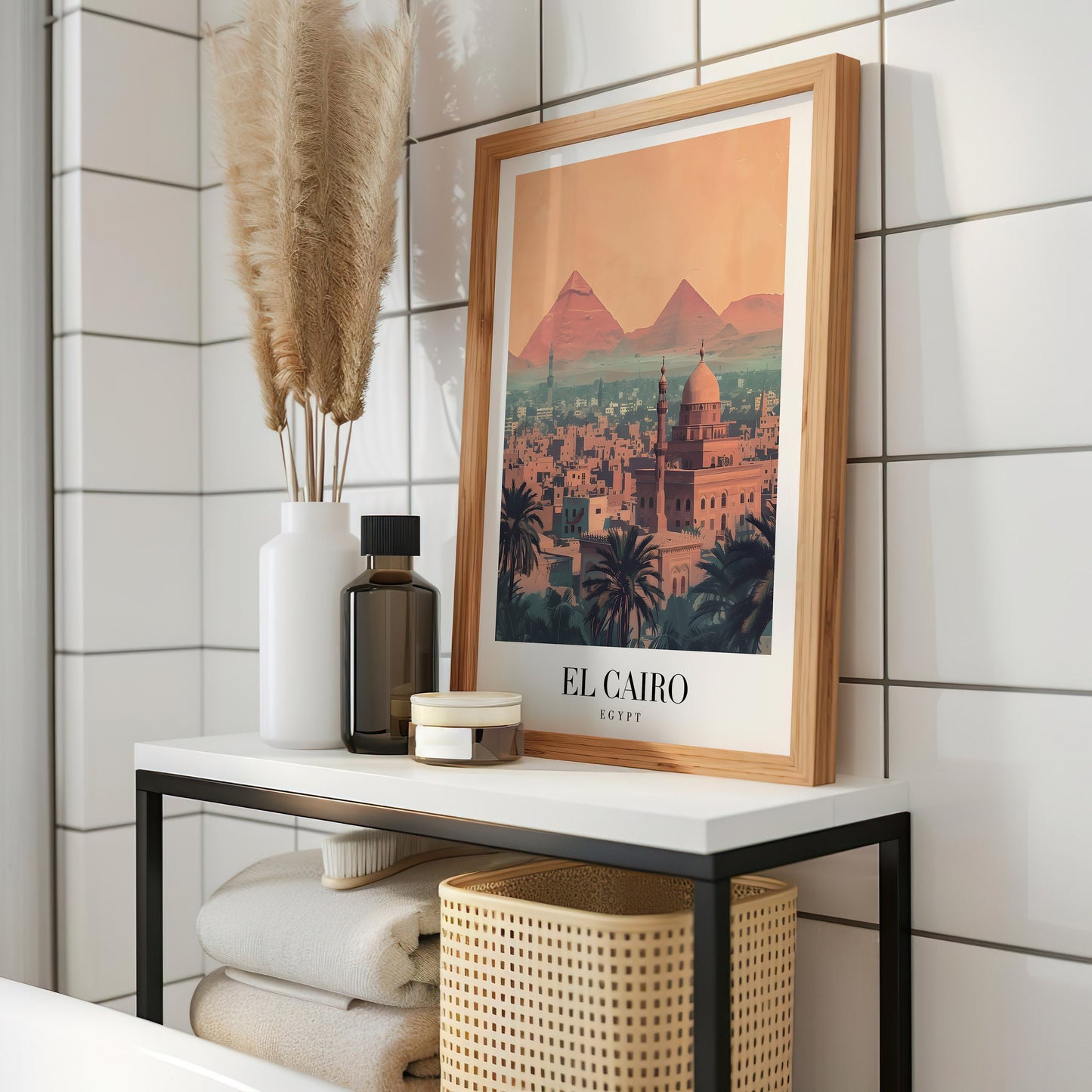 El Cairo Poster, Egypt Wall Art, Pyramids of Giza Print, Cairo Skyline Poster, Egyptian Travel Art, City Poster, Country Poster, City Poster