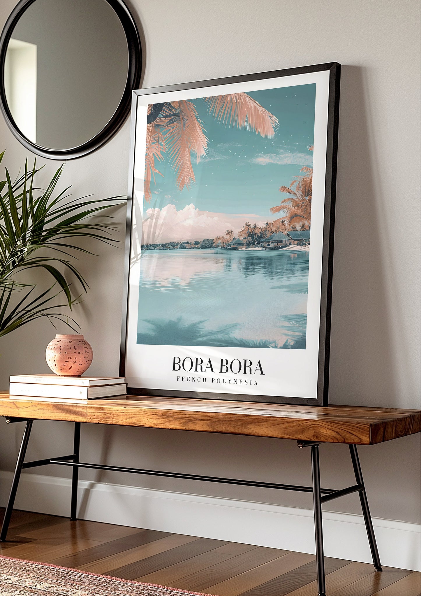 Bora Bora City Poster, French Polynesia Travel Print, Tropical Island Wall Art, Beach Paradise Decor, Exotic Nature Print, Lagoon Art