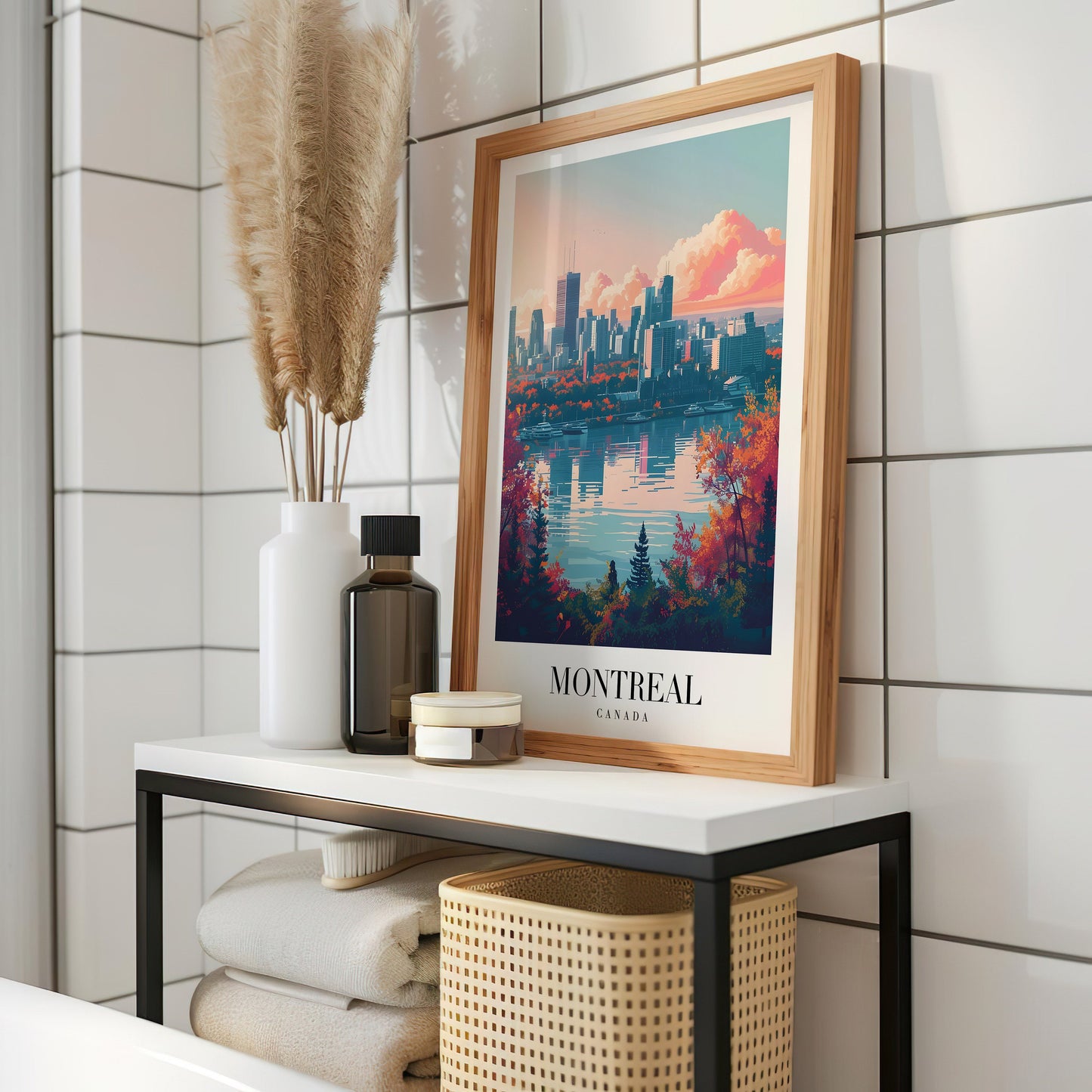 Montreal City Poster, Canada Travel Print, Skyline Wall Art, Autumn Landscape Decor, Canadian Cityscape Poster, City Poster, Country Poster