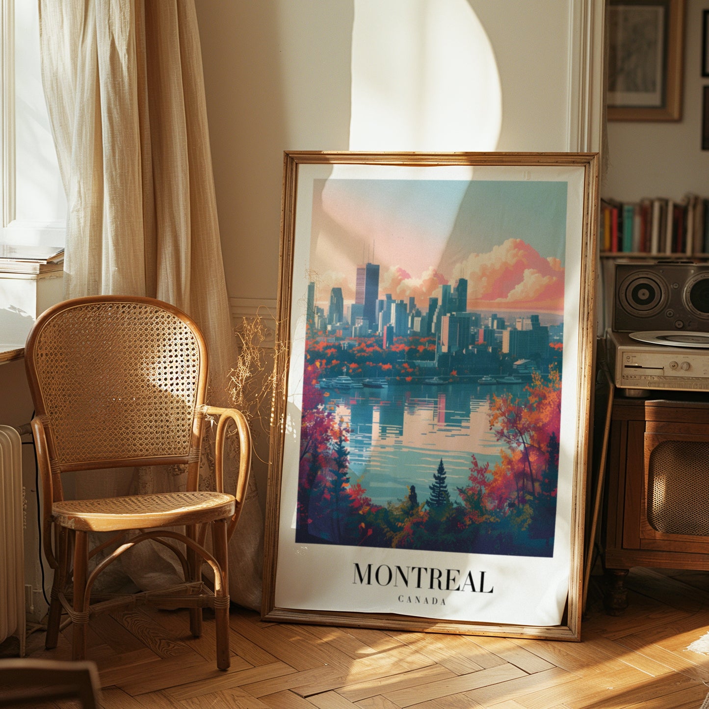 Montreal City Poster, Canada Travel Print, Skyline Wall Art, Autumn Landscape Decor, Canadian Cityscape Poster, City Poster, Country Poster