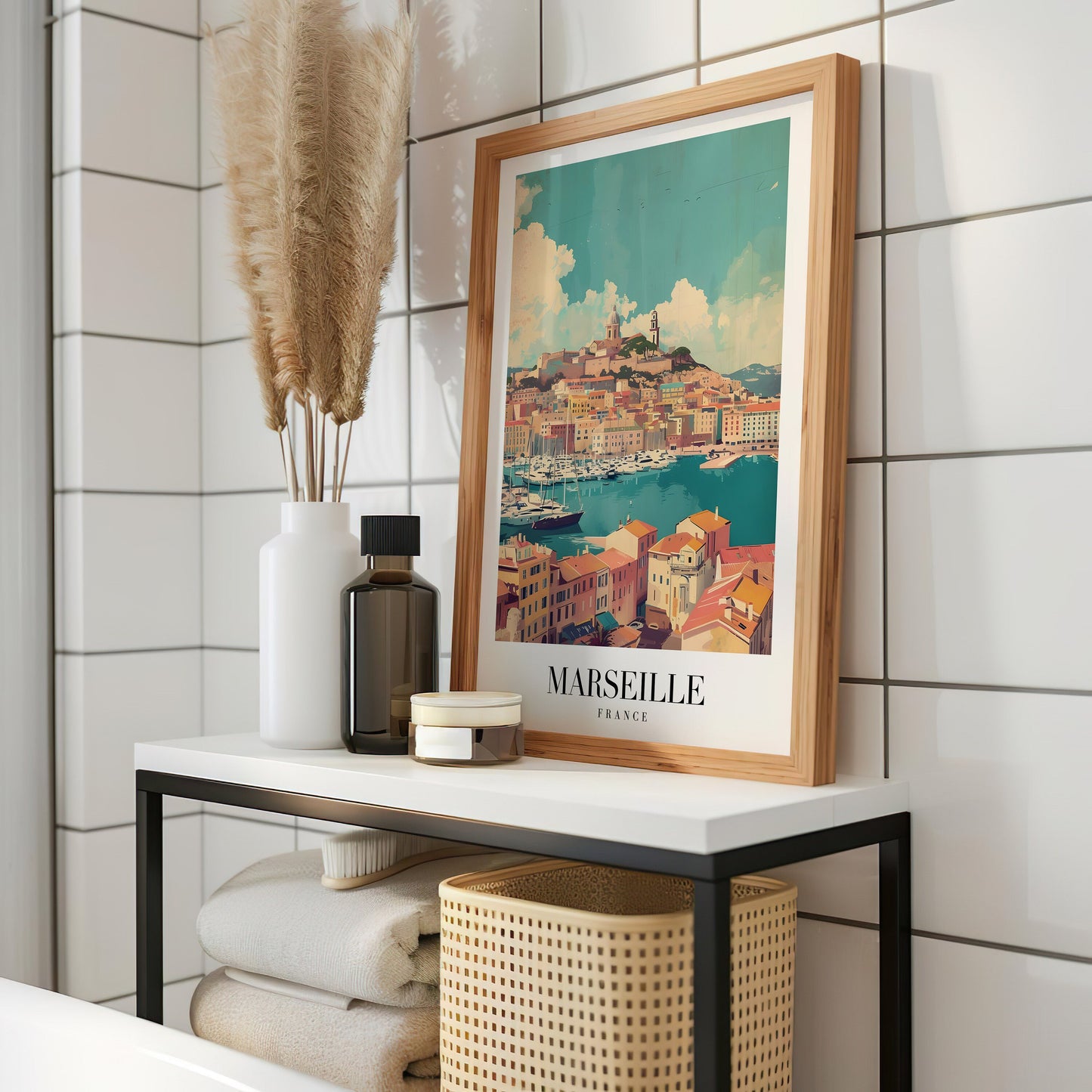 Marseille City Poster, France Travel Print, Coastal Wall Art, Mediterranean Landscape Decor, French Cityscape Poster, City Poster, Poster