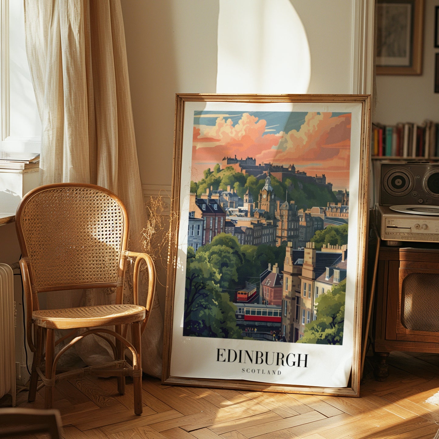 Edinburgh Poster, Scotland Travel Art, Historic Edinburgh City Print, Edinburgh Castle Wall Decor, Sunset Over Edinburgh, Cityscape Art