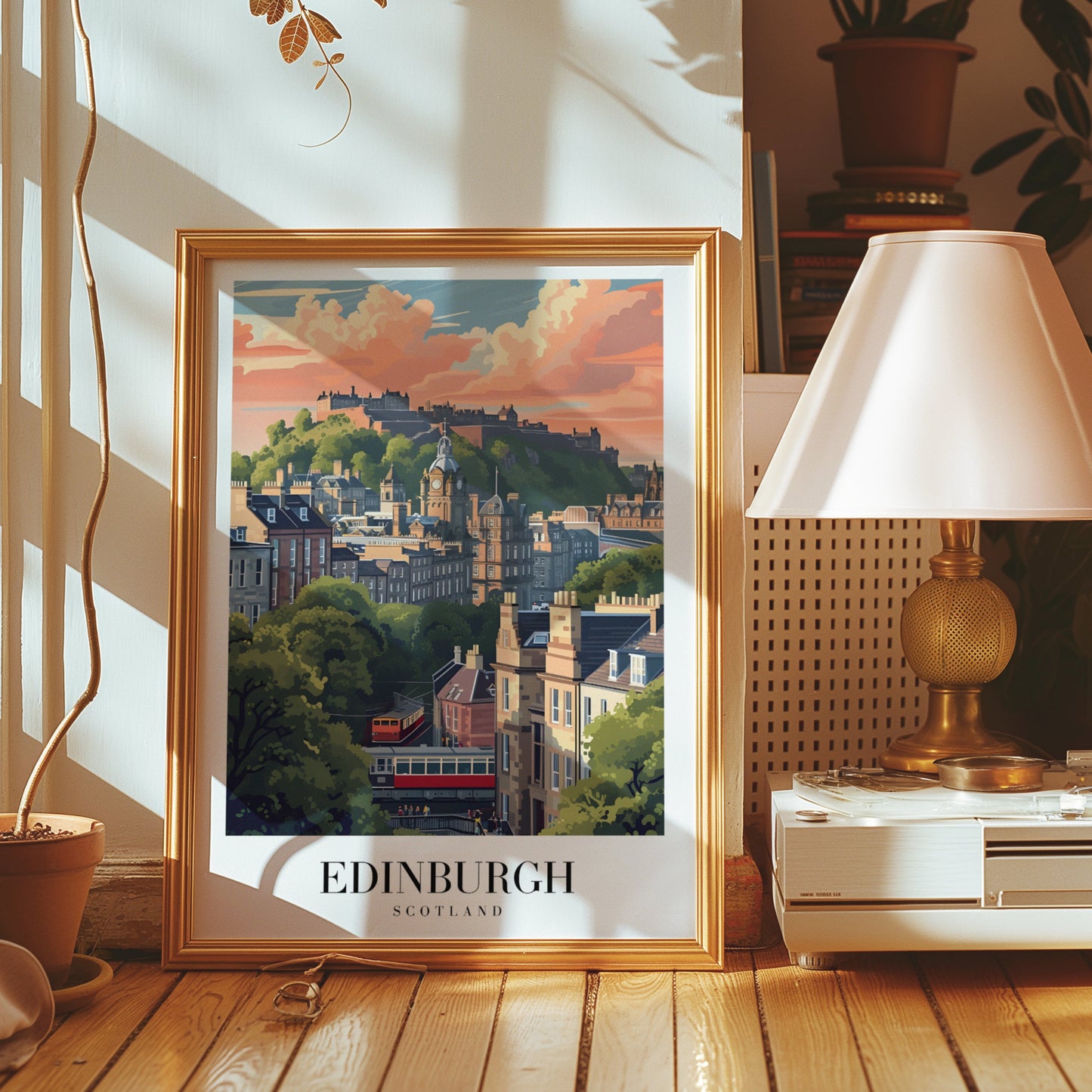 Edinburgh Poster, Scotland Travel Art, Historic Edinburgh City Print, Edinburgh Castle Wall Decor, Sunset Over Edinburgh, Cityscape Art