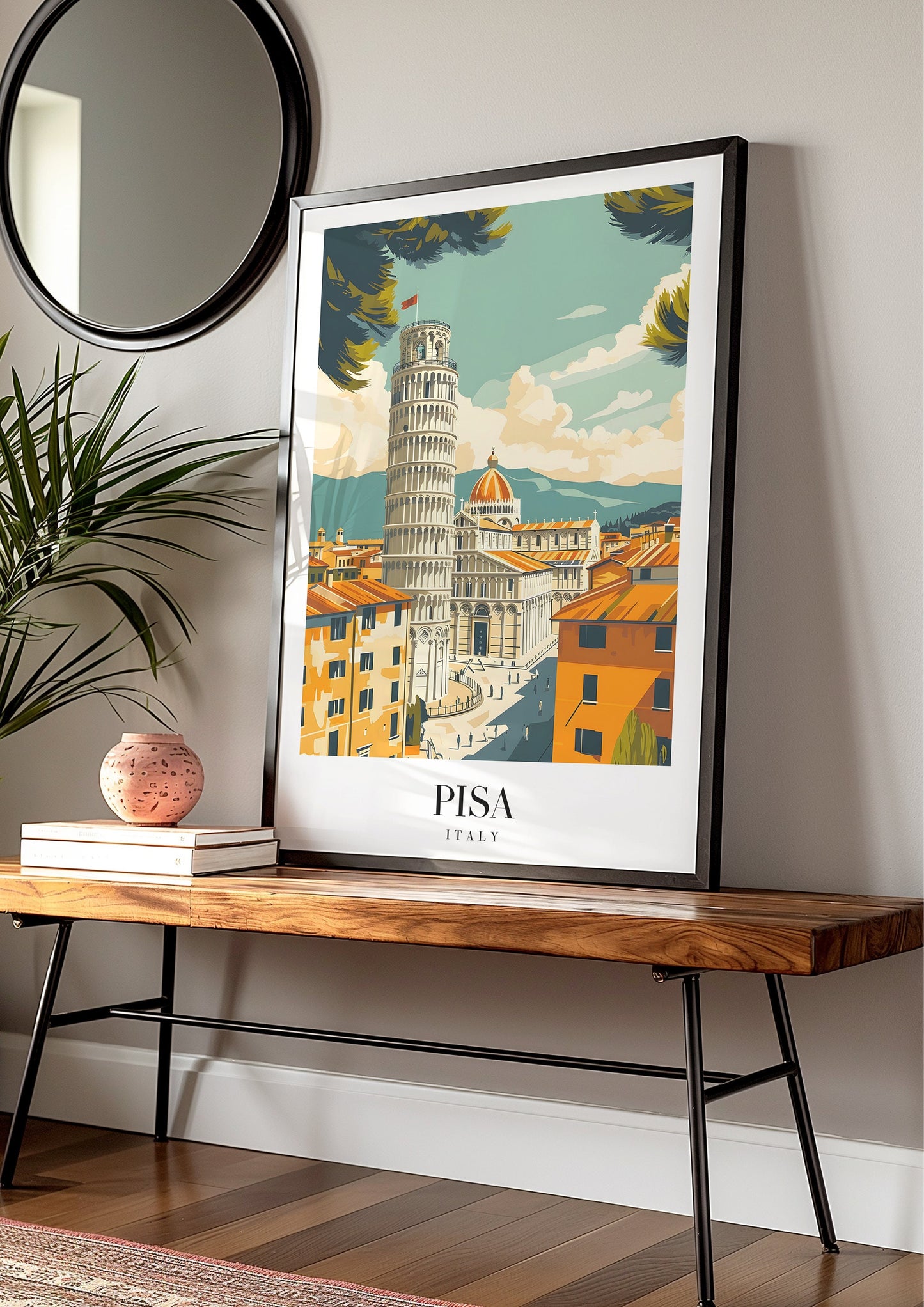 Pisa Poster, Italy Travel Art, Leaning Tower of Pisa Print, Italian Landmark Wall Decor, Pisa Cityscape, Italy Architecture Art, City Poster