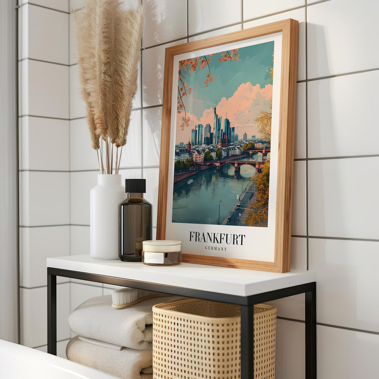 Frankfurt City Poster, Germany Skyline Wall Art, European Cityscape Print, Modern Frankfurt Art, River Main Decor, German Architect Poster