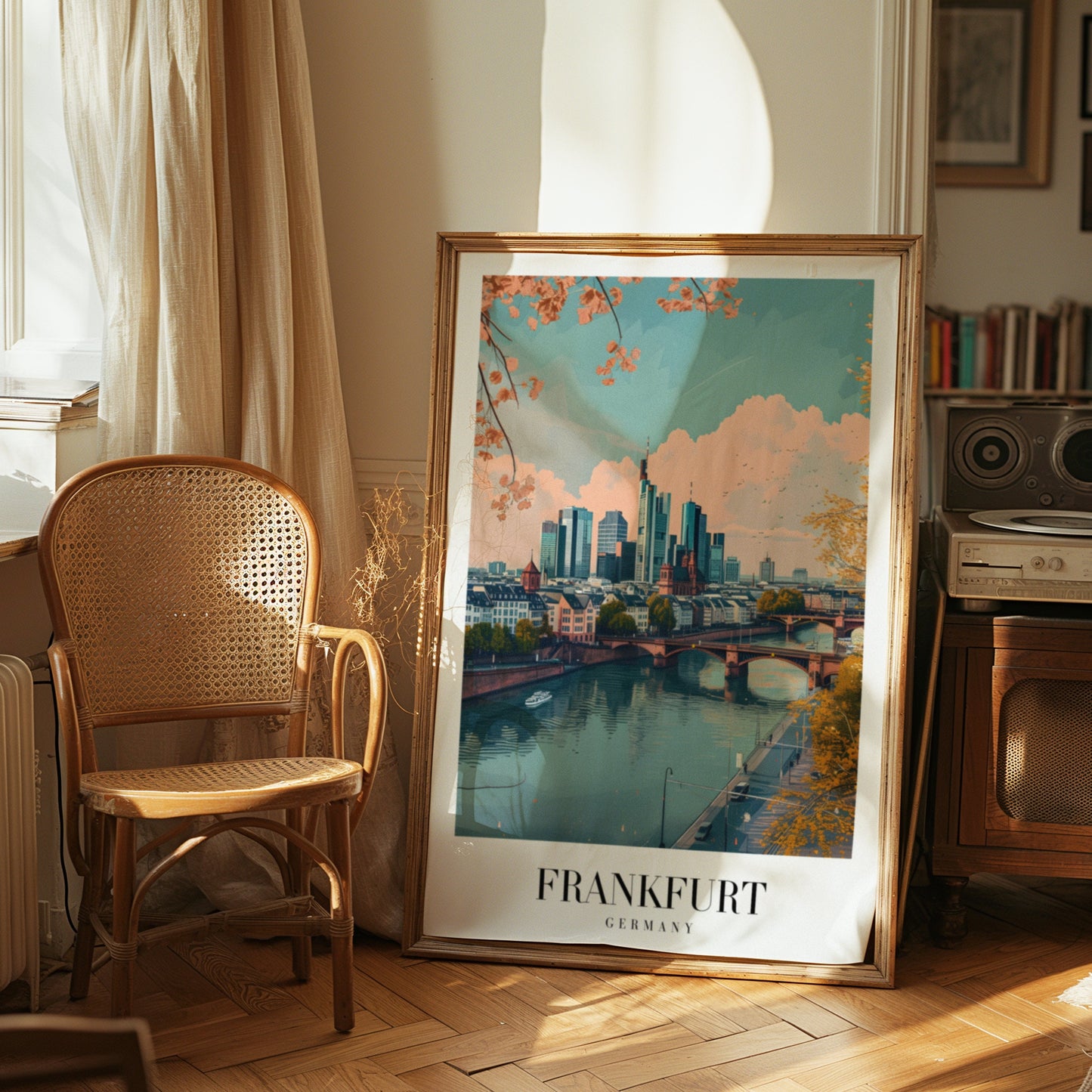 Frankfurt City Poster, Germany Skyline Wall Art, European Cityscape Print, Modern Frankfurt Art, River Main Decor, German Architect Poster