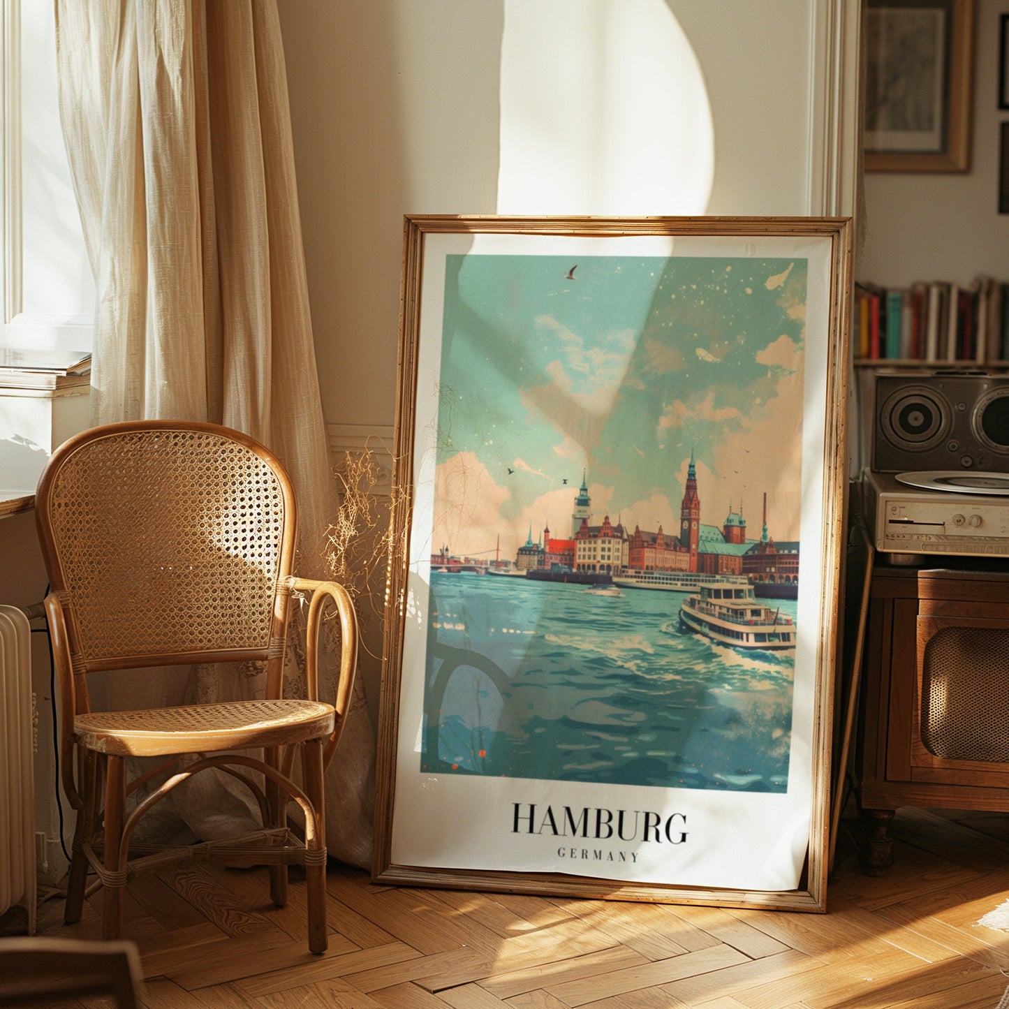 Hamburg City Poster, Germany Wall Art, Hamburg Skyline Print, Harbor and Water Scene Art, Travel Decor, German City Poster, City Poster