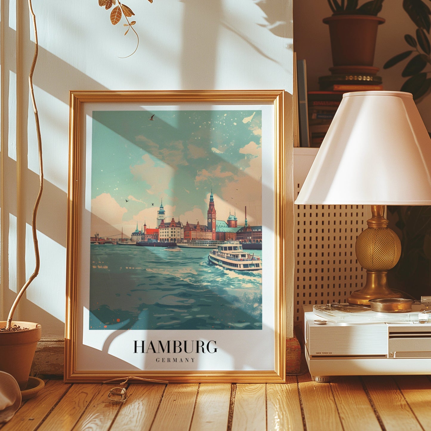 Hamburg City Poster, Germany Wall Art, Hamburg Skyline Print, Harbor and Water Scene Art, Travel Decor, German City Poster, City Poster