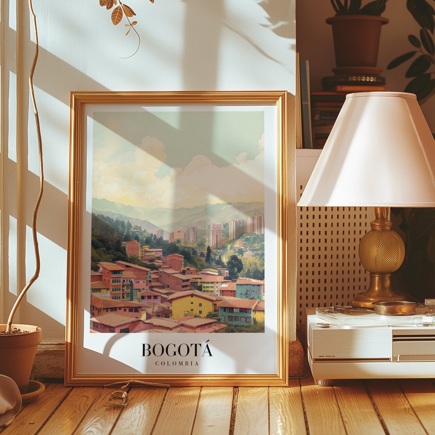 Bogotá City Poster, Colombia Wall Art, Colorful Urban Landscape Print, South America Travel Decor, Cityscape Art, Mountain View, City Poster