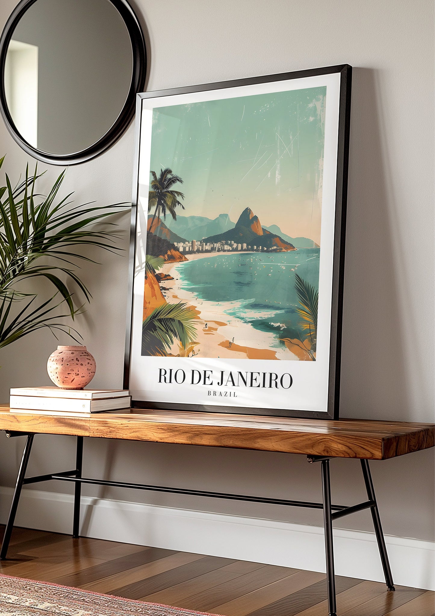 Rio de Janeiro City Poster, Brazil Wall Art, Tropical Beach Print, South America Travel Decor, Ipanema Coastline, Cityscape Art, Beach Print