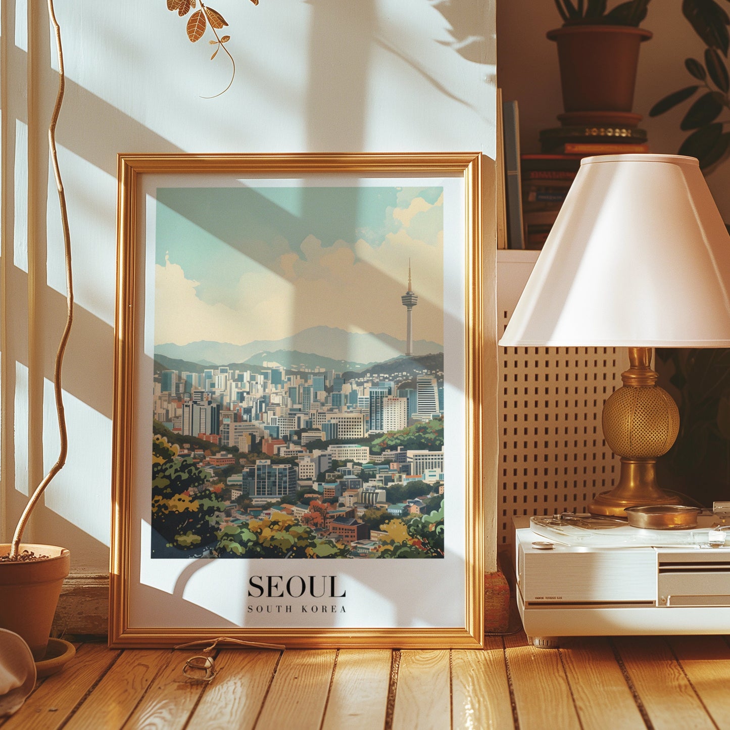 Seoul City Poster, South Korea Wall Art, Skyline Art Print, Korean Urban Landscape, Namsan Tower Decor, Cityscape Poster, City Poster