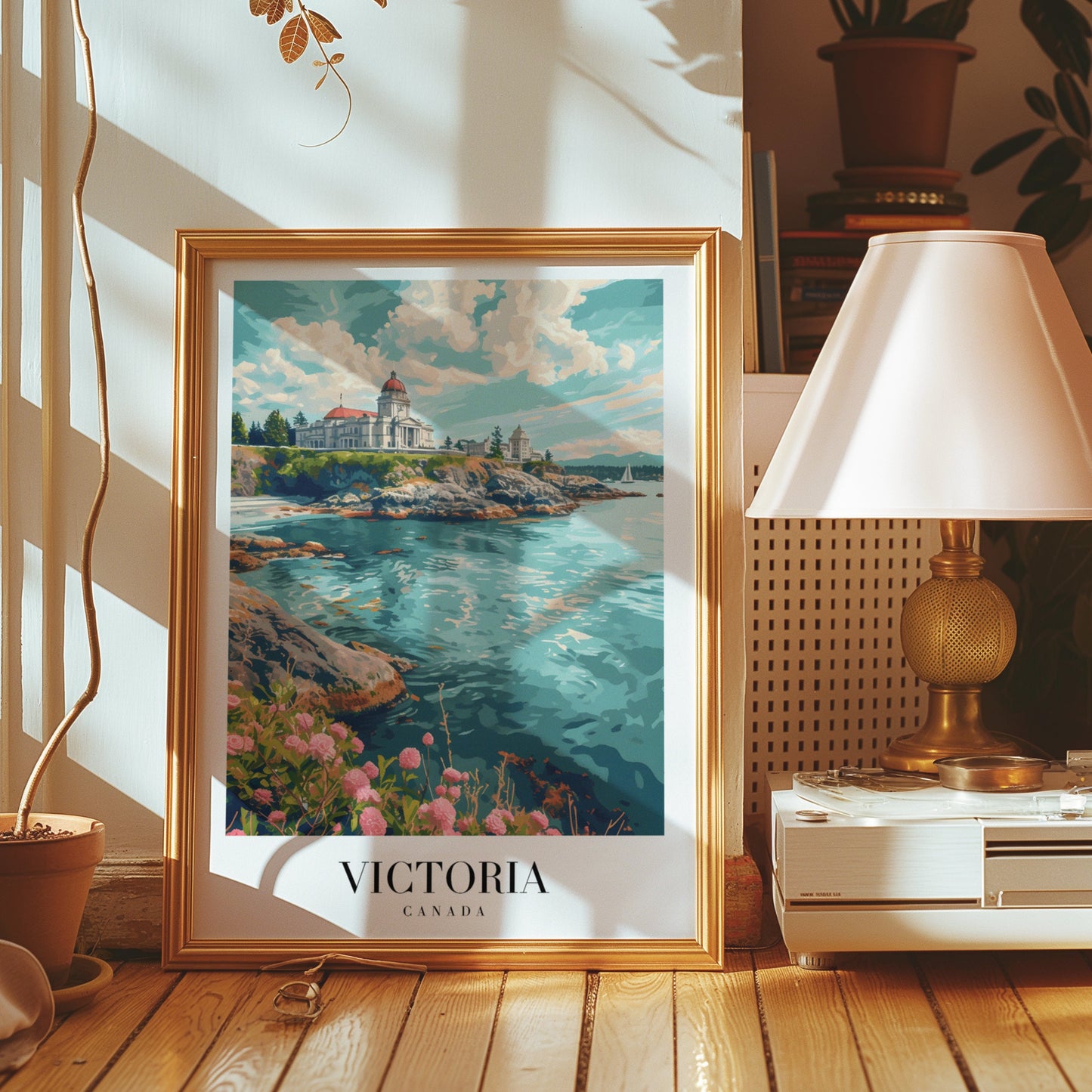 Victoria City Poster, Canada Coastal Print, Lighthouse Wall Art, Pacific Northwest Landscape, Victoria Canada Travel Art, Nature Decor