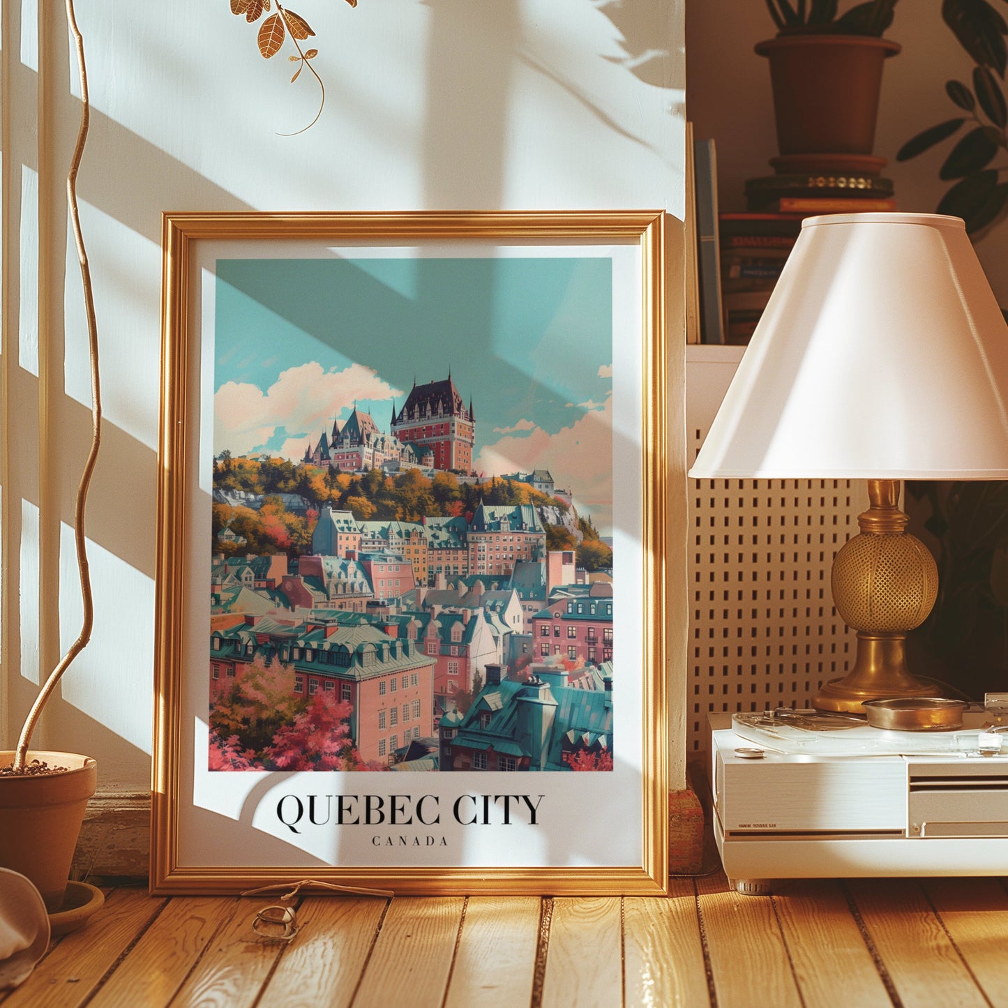 Quebec City Poster, Canada Travel Art, Old Town Quebec Wall Art, Canadian Cityscape Print, Vintage City Poster, City Poster, Country Poster