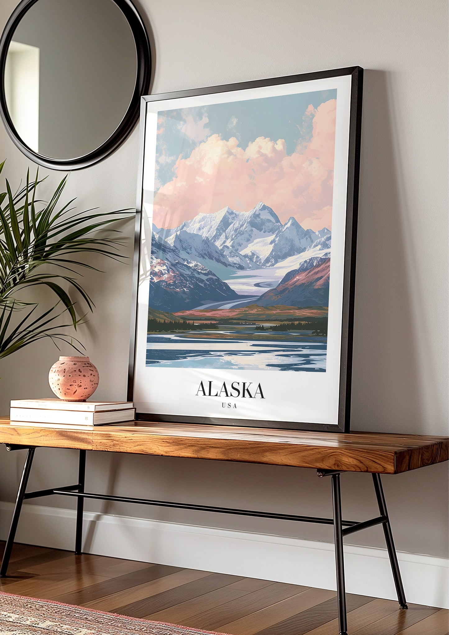 Alaska Poster, USA Travel Art, Denali National Park Wall Art, Alaskan Mountains Print, Scenic Wilderness Poster, City Poster, Country Poster