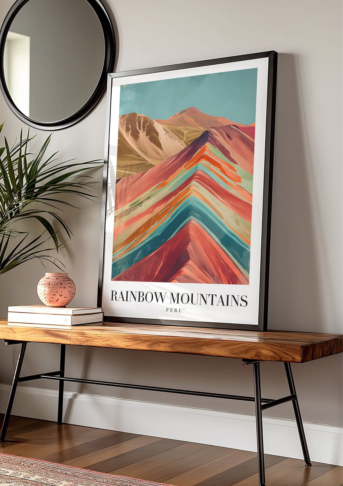Rainbow Mountains Peru Poster, Colorful Mountain Wall Art, Nature Landscape Print, Peru Travel Poster, Scenic Wall Decor, Geology Art