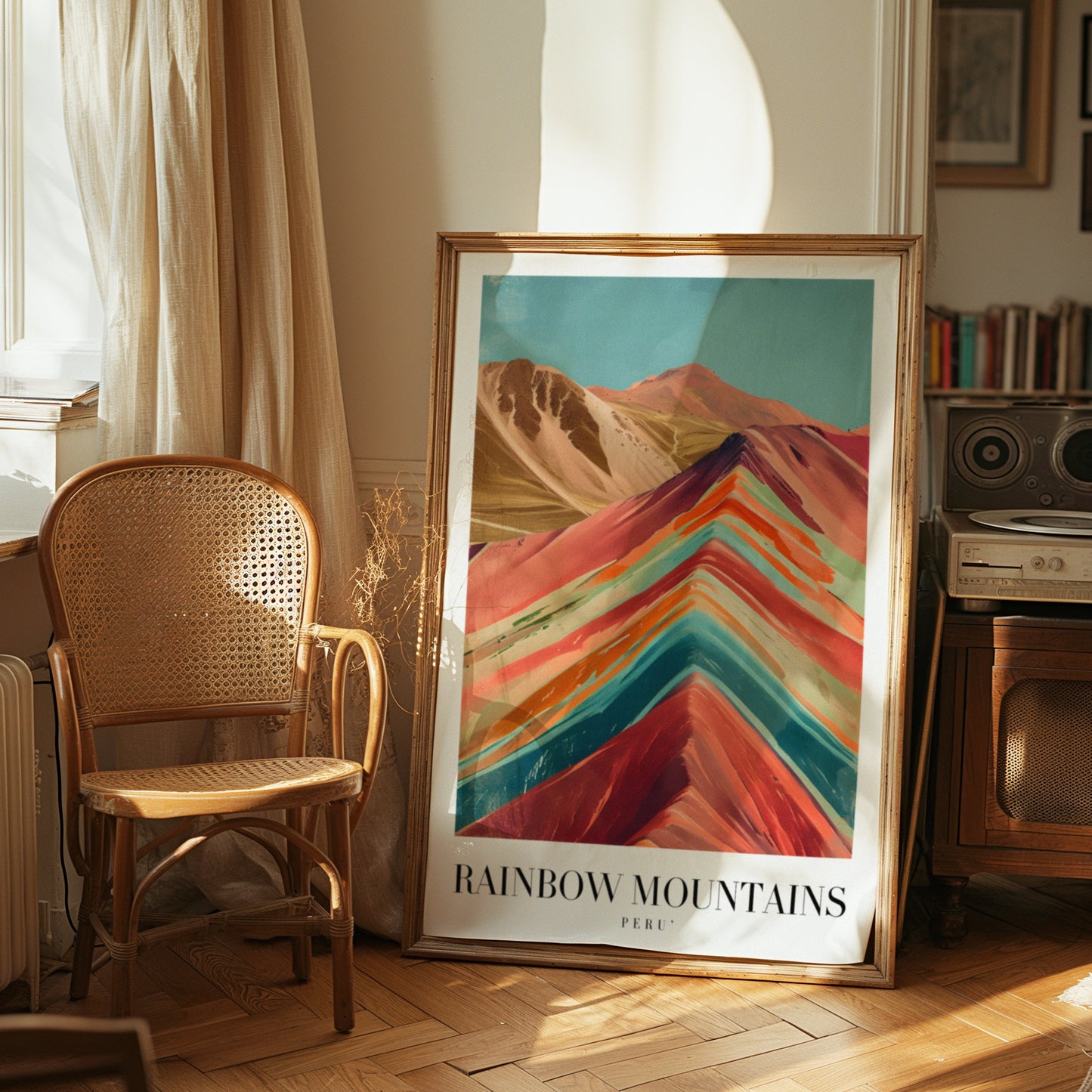 Rainbow Mountains Peru Poster, Colorful Mountain Wall Art, Nature Landscape Print, Peru Travel Poster, Scenic Wall Decor, Geology Art