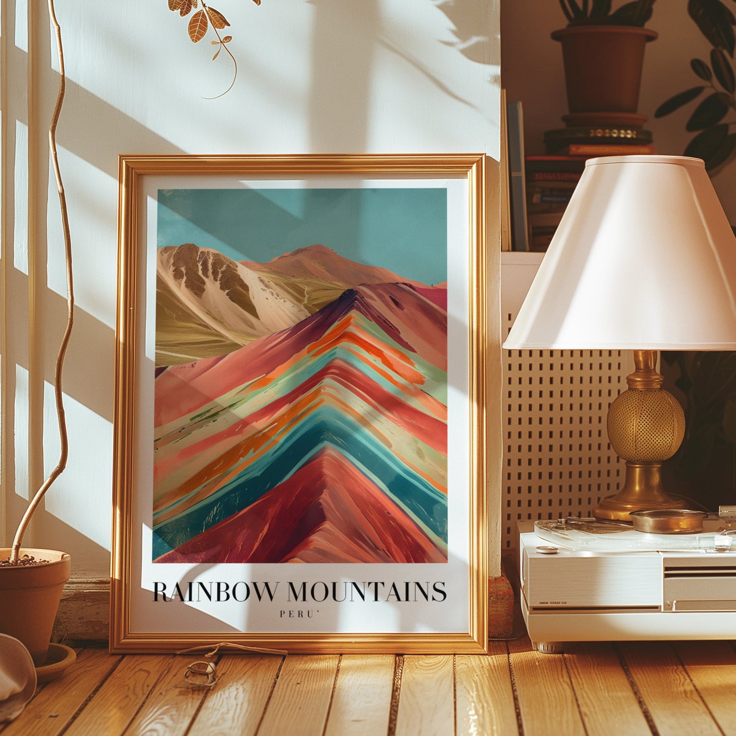 Rainbow Mountains Peru Poster, Colorful Mountain Wall Art, Nature Landscape Print, Peru Travel Poster, Scenic Wall Decor, Geology Art