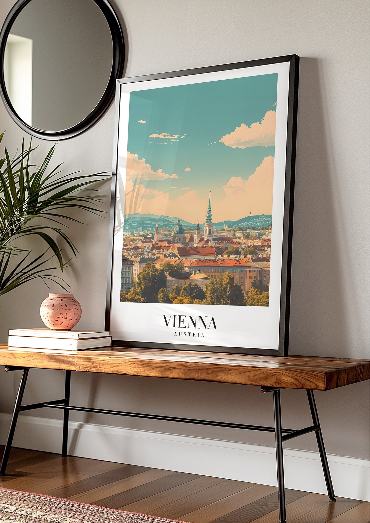 Vienna Austria Skyline Poster, Historic Cityscape Wall Art, Vienna Travel Poster, Austrian Architecture Print, St. Stephen's Cathedral