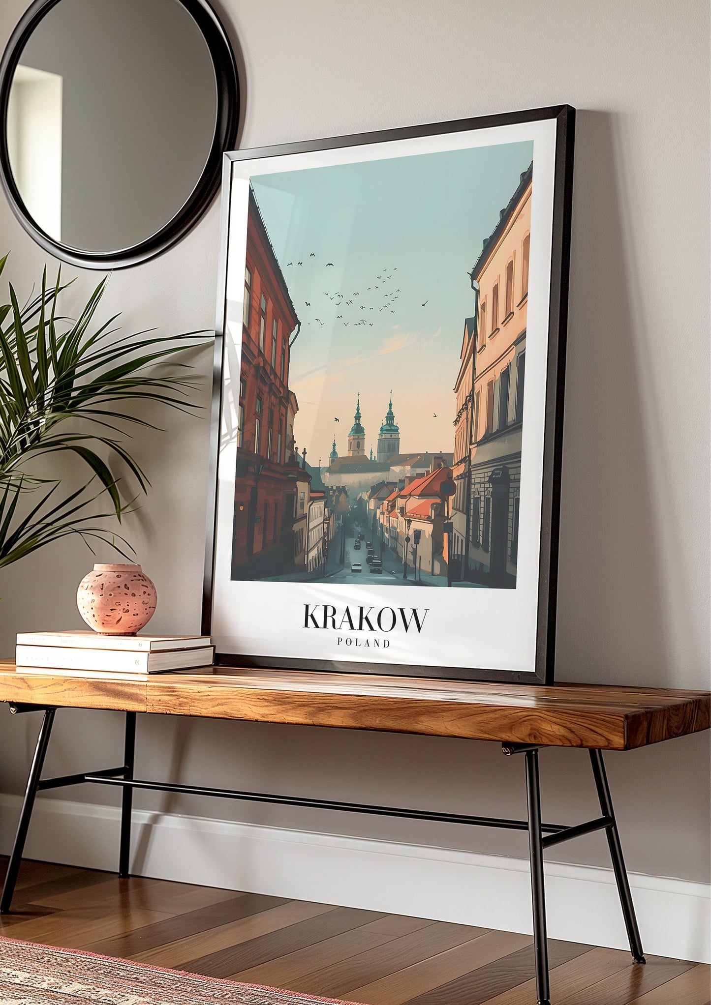 Krakow Poland Skyline Poster, Historic Old Town Wall Art, Krakow Cityscape Print, Polish Architecture Decor, St. Mary's Basilica, Krakow Art