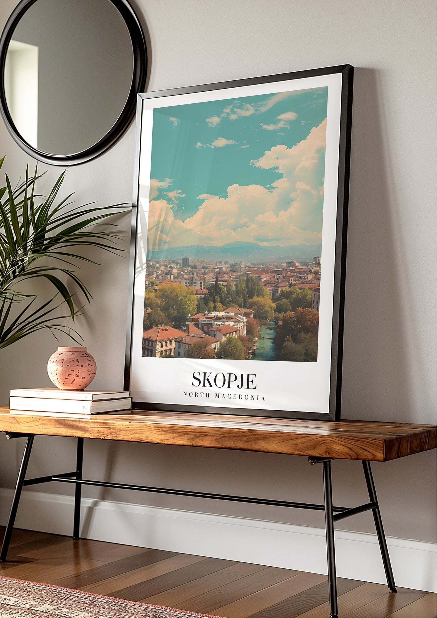 Skopje North Macedonia City Poster, Balkan Landscape Wall Art, Skopje Skyline Print, Historical Cityscape Art, Travel Poster of Skopje