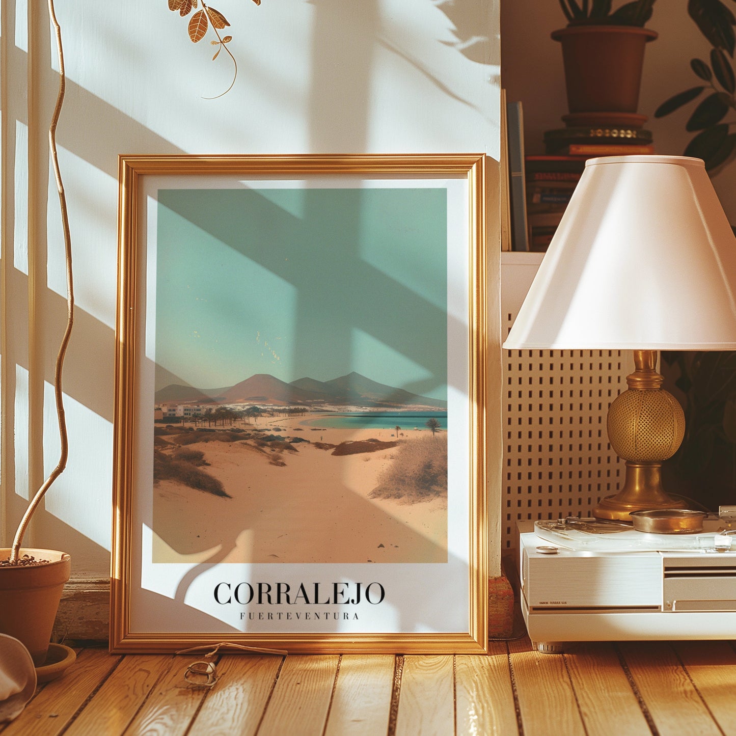 Corralejo Fuerteventura Poster, Canary Islands Beach Art, Desert Landscape Print, Coastal Nature Wall Art, Travel Poster of Corralejo