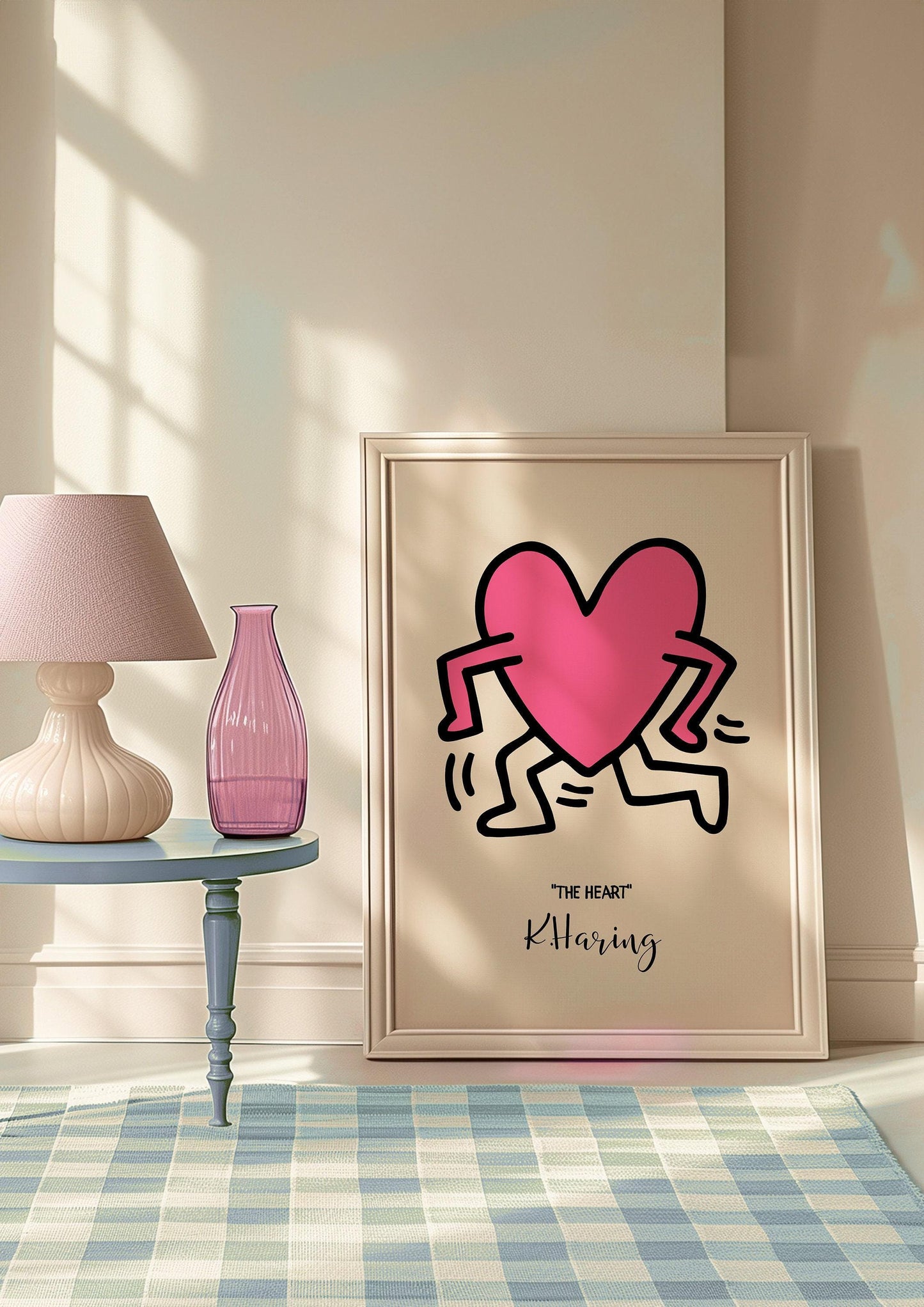 Keith Haring Poster Set, The Heart, Family, Love Wall Art, Iconic 80s Pop Art Prints, Haring Illustrations, Love Decor, Pink Heart Art