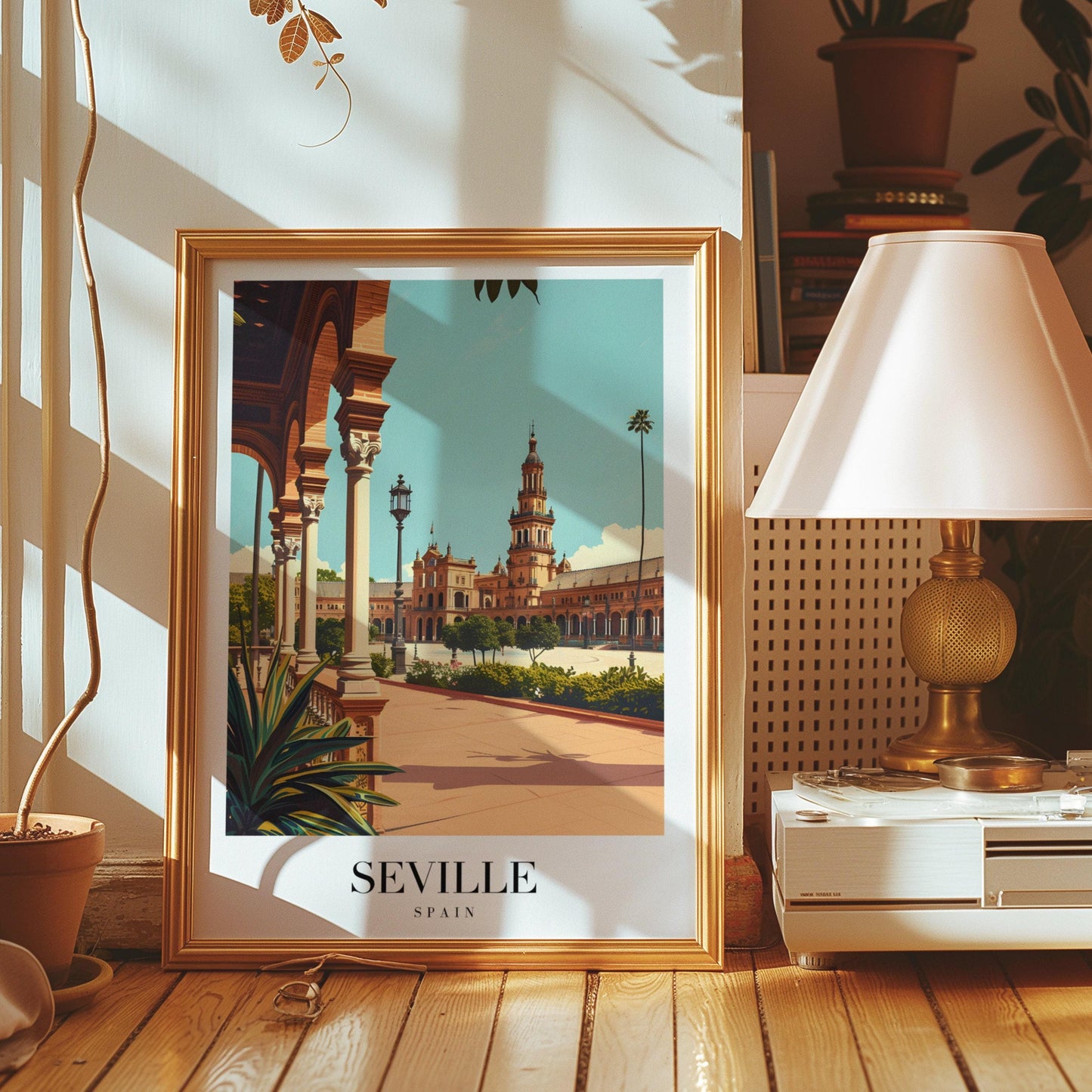 Seville Spain Poster, Plaza de España Wall Art, Spanish Cityscape Print, Seville Travel Poster, Spain Architecture Art, Andalusia Decor