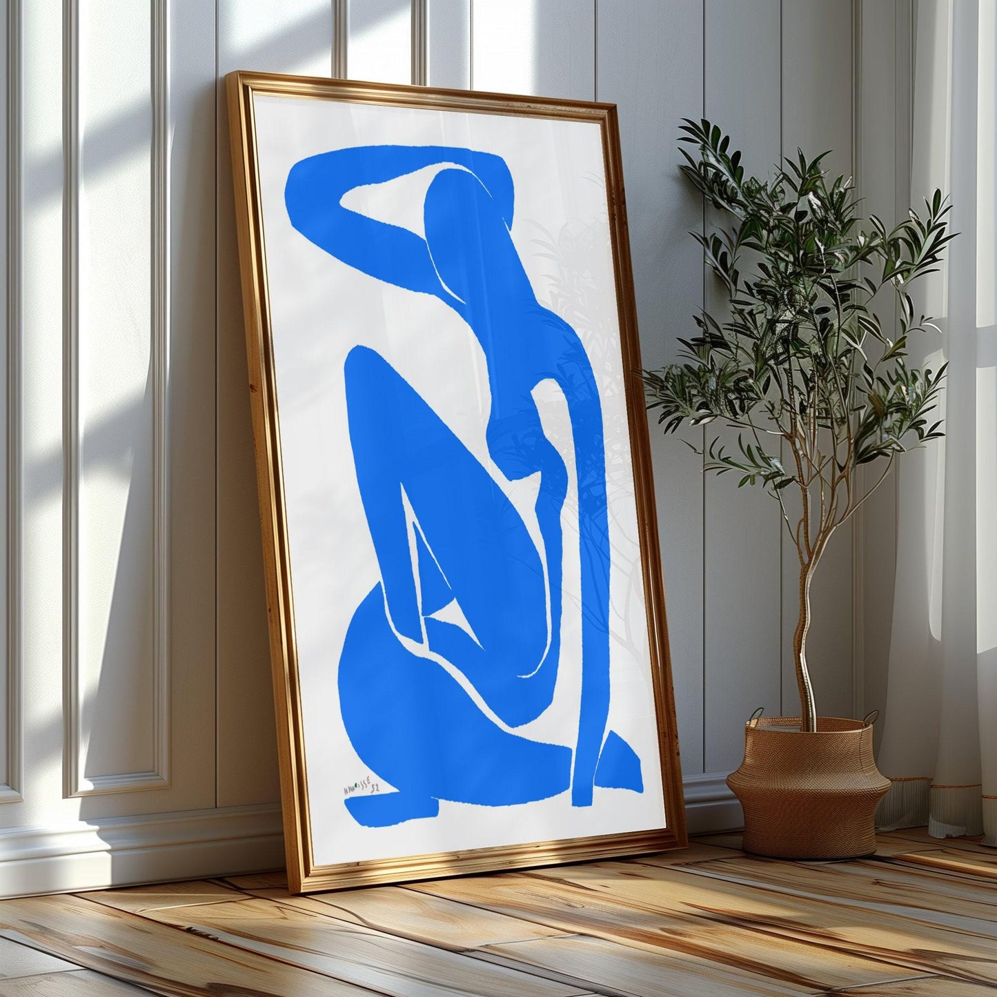 Dynamic Blue Art Set: Bauhaus Inspiration, Graceful Silhouette, & Fortuitous Symbols - Accentuate with Style, Digital Print, Printable Art